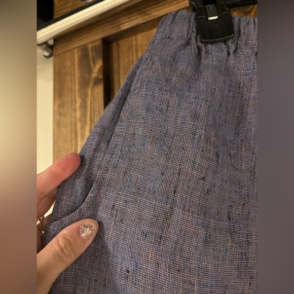 FLAX Linen Gaucho Wide Leg Pants Cropped Large - Picture 3 of 5